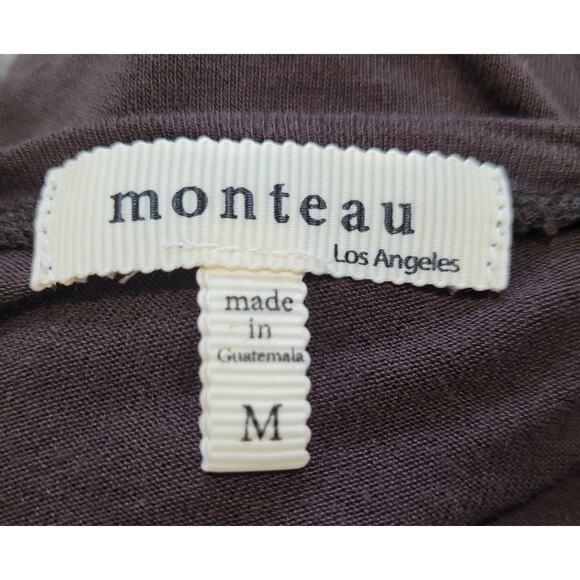 Monteau LA Sheer Art Floral Top M Mixed Media Zipper Shoulder Blouse Mallcore - Picture 6 of 9